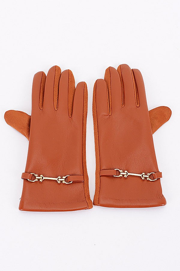 HORSEBIT LEATHER GLOVES - CAMEL
