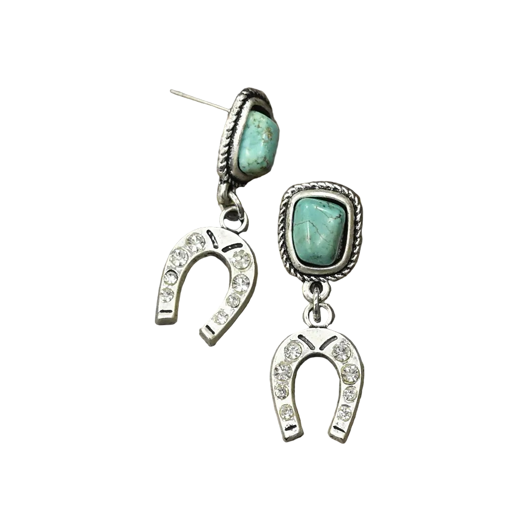 HORSESHOE & TURQ EARRINGS