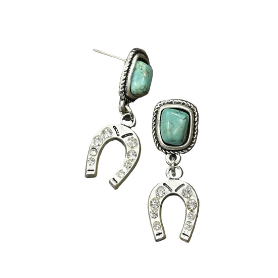 HORSESHOE & TURQ EARRINGS