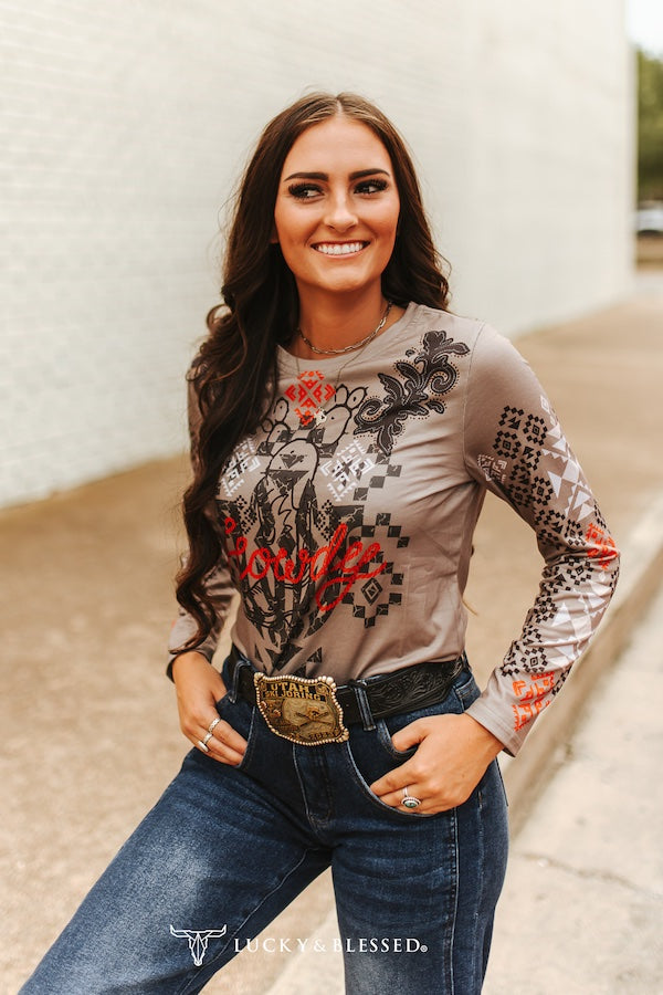 HOWDY CACTUS AZTEC TOP