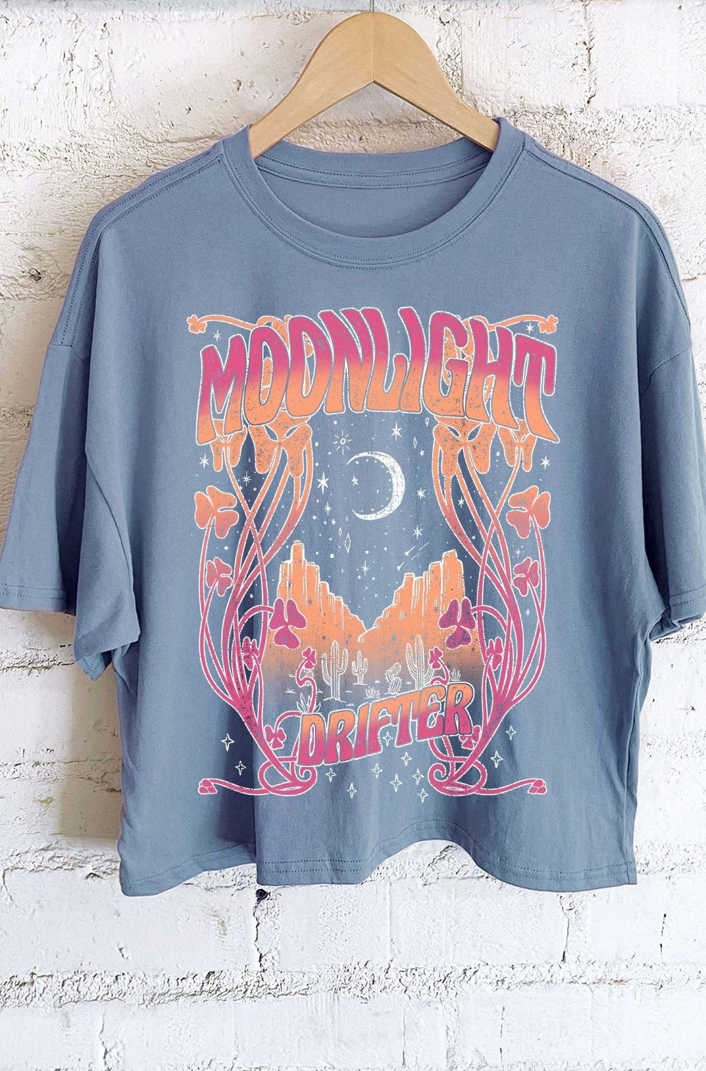 MOONLIGHT DRIFTER CROP TEE - INDIGO BLUE