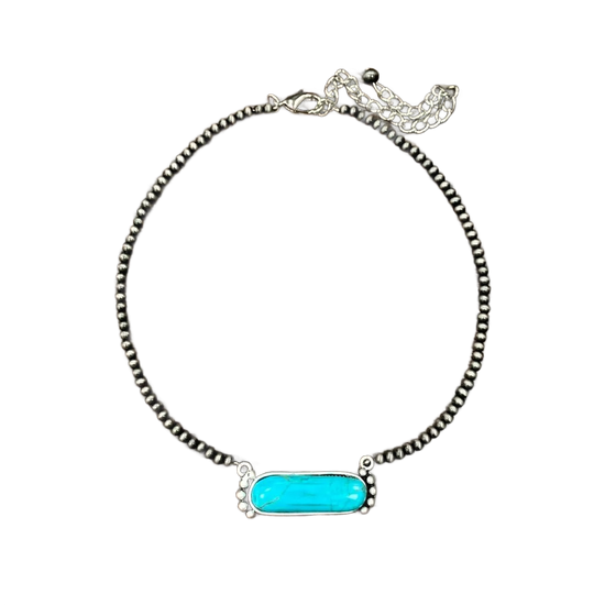 OBLONG TURQ NAVAJO STYLE NECKLACE