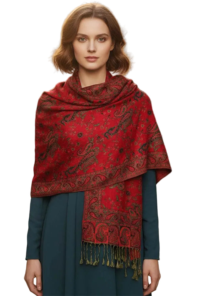 PAISLEY SHAWL SCARF - RED