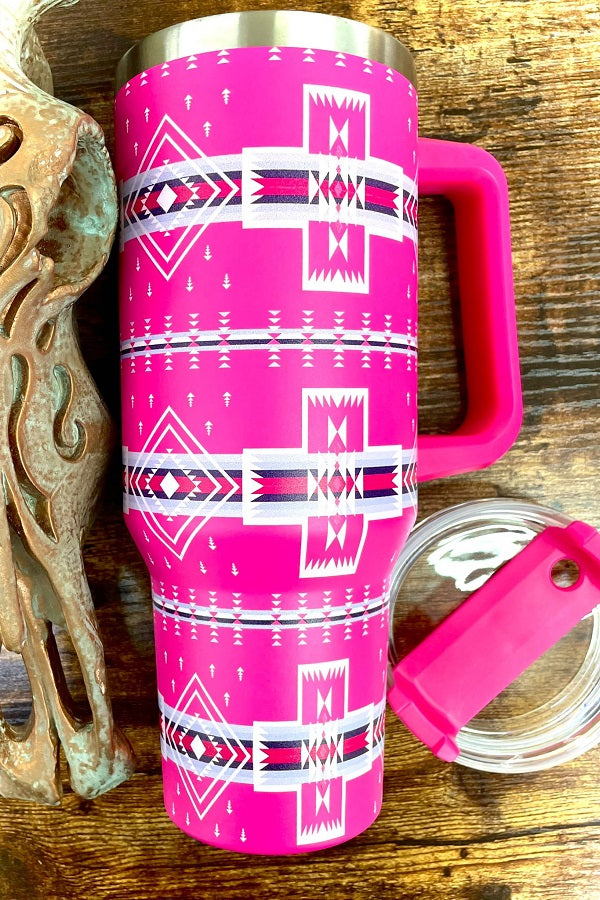 Load image into Gallery viewer, PINK AZTEC TUMBLER CUP
