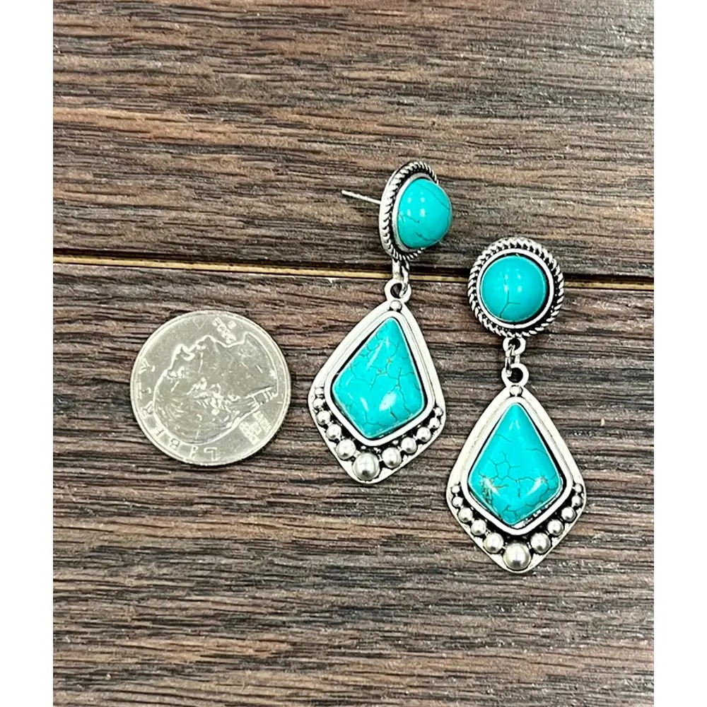 POST DANGLE TURQ EARRINGS