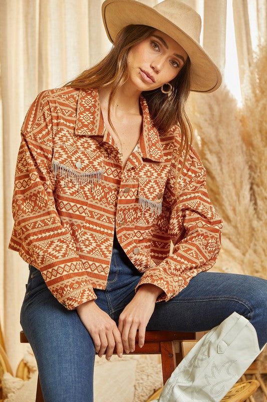 CHEROKEE CREEK JACKET - RUST AZTEC