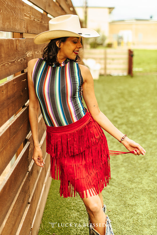 SOUTHWESTERN SERAPE SLEEVELESS BODY SUIT