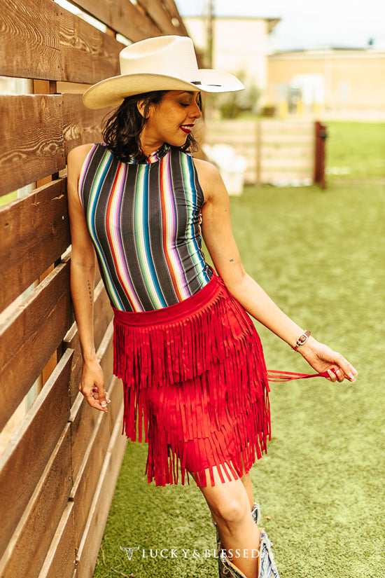 SOUTHWESTERN SERAPE SLEEVELESS BODY SUIT