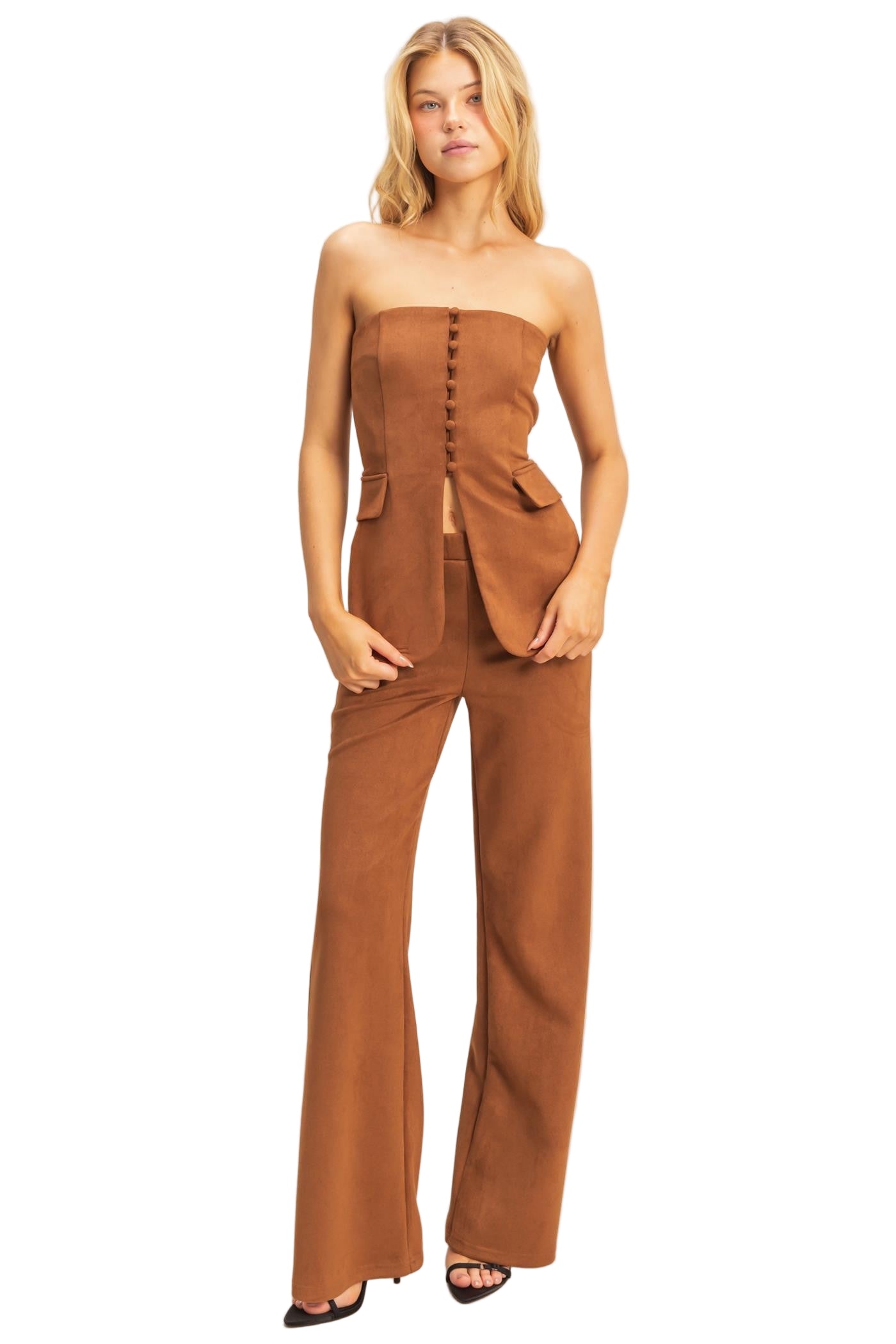 SHARONA SUEDE SET - BROWN