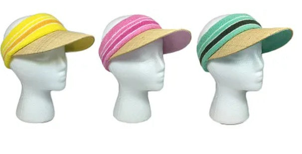 STRAW VISOR W/TERRY CLOTH CROWN