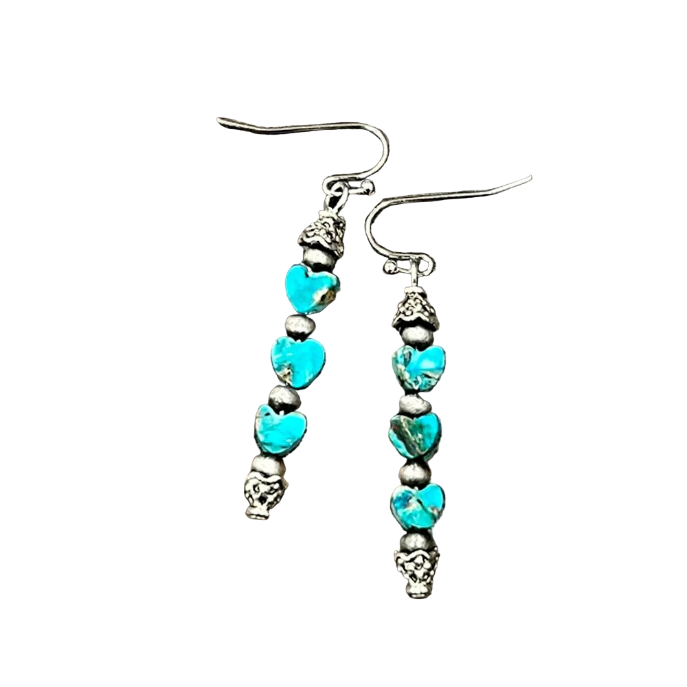 THREE HEART TURQ EARRINGS