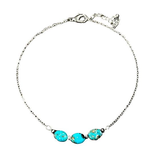 TRIPLE TURQ CHAIN NECKLACE