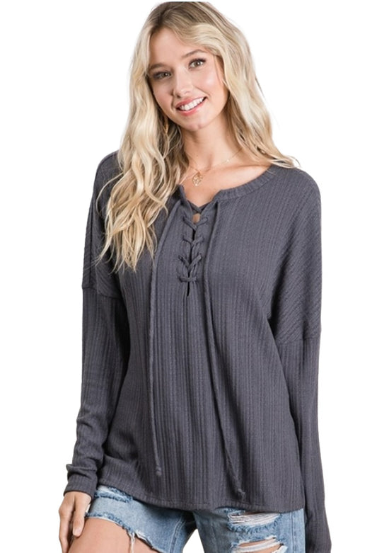 KERRI TOP - CHARCOAL