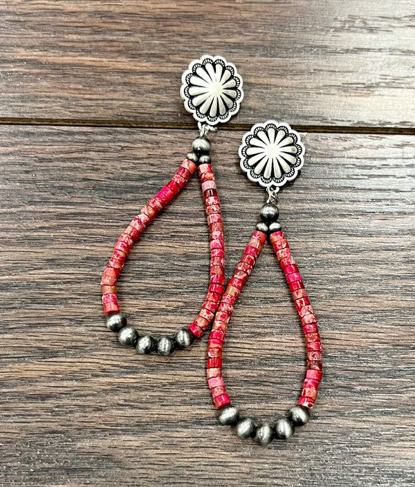 HIAWATHA EARRINGS - RED CORAL