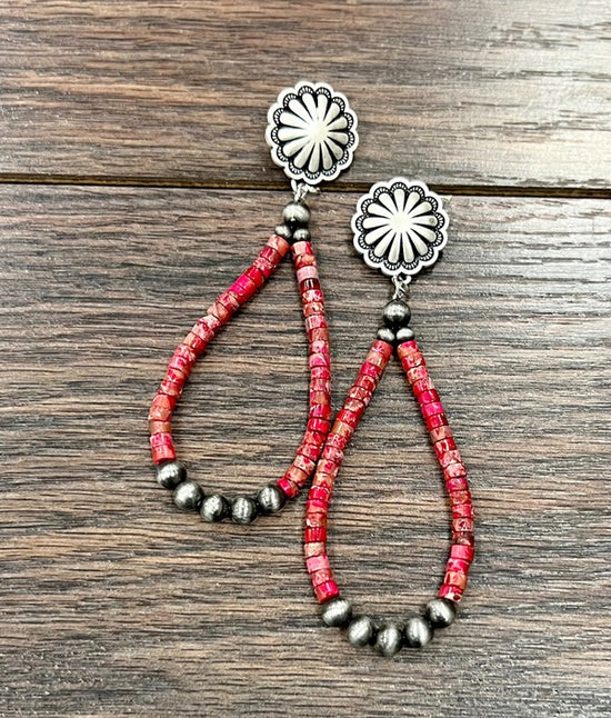 HIAWATHA EARRINGS - RED CORAL