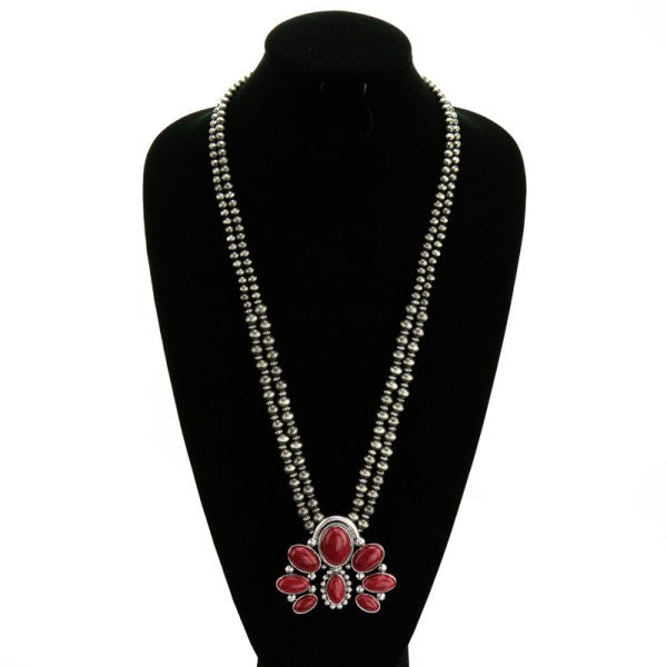 Load image into Gallery viewer, KAMINA SQUASH NECKLACE - RED/SILVER
