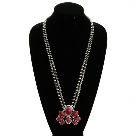Load image into Gallery viewer, KAMINA SQUASH NECKLACE - RED/SILVER
