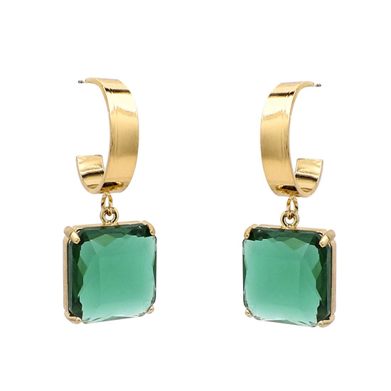 Load image into Gallery viewer, EMERALD AND GOLD EARRINGS

