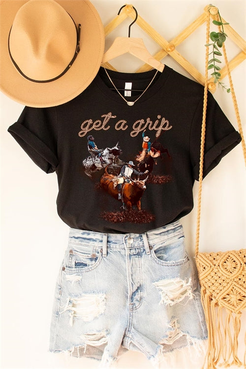 GET A GRIP CROP TEE - BLACK