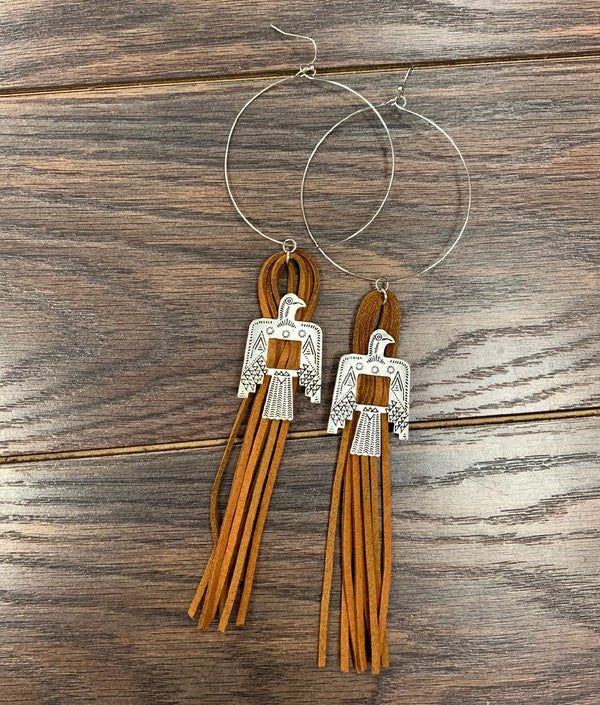 BOHO BIRD EARRINGS - TAWNY HOOPS