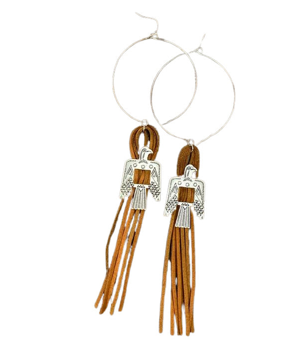 BOHO BIRD EARRINGS - TAWNY HOOPS