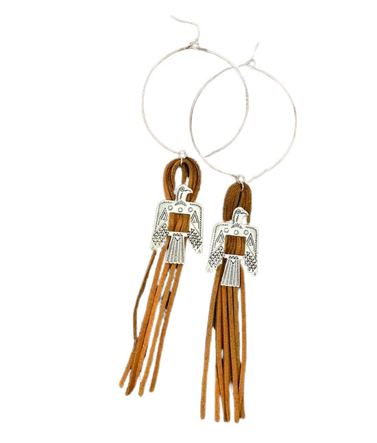 BOHO BIRD EARRINGS - TAWNY HOOPS