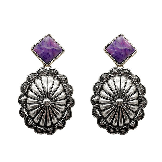 PURPLE STONE CONCHO EARRINGS