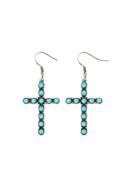 STONE CROSS EARRINGS